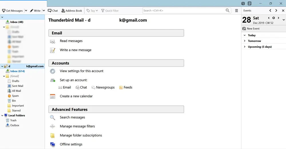 connected Gmail Account in Thunderbird