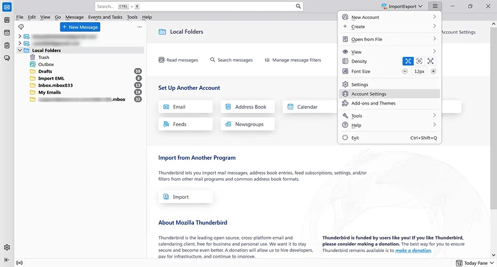Access Account Settings in Thunderbird