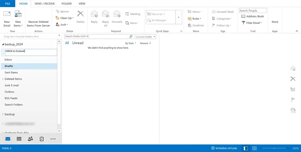 Create new folder in Outlook