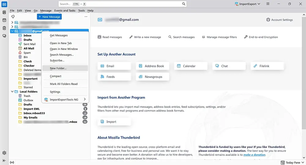 Create new folder in Thunderbird Gmail