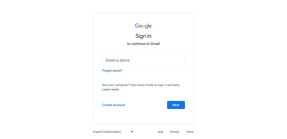 Sign into Gmail account
