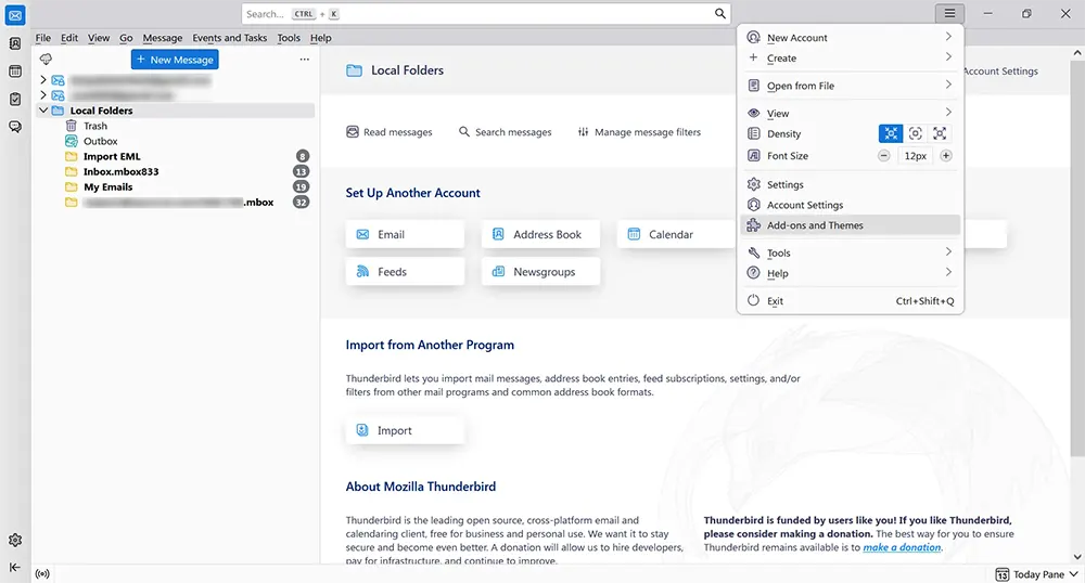 Accessing Add-ons and Themes in Mozilla Thunderbird Menu