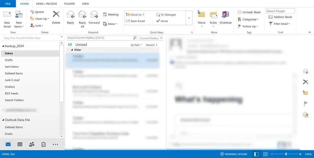 Opening MS Outlook.