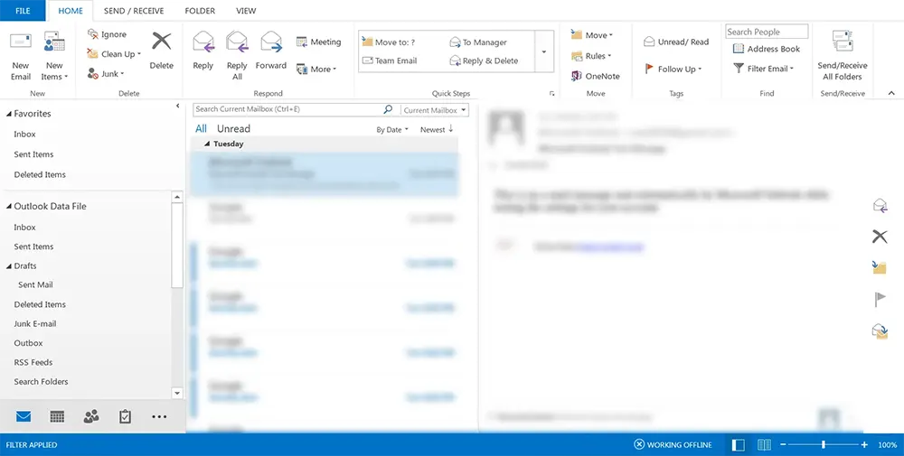 Opening MS Outlook