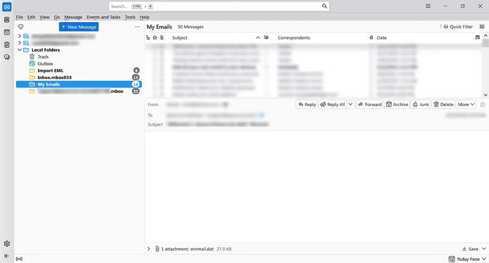 Opening Mozilla Thunderbird mailbox.