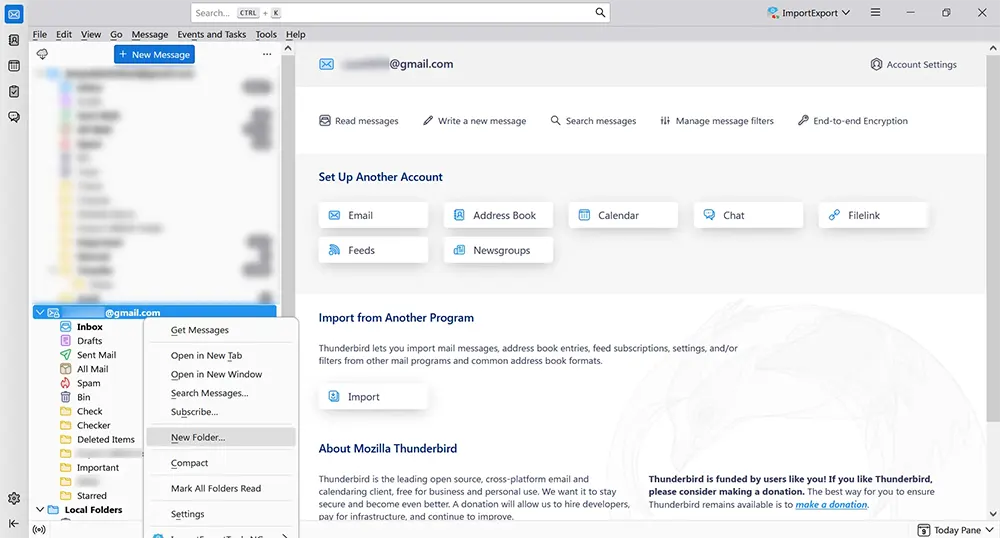 Creating new folder in Thunderbird Gmail