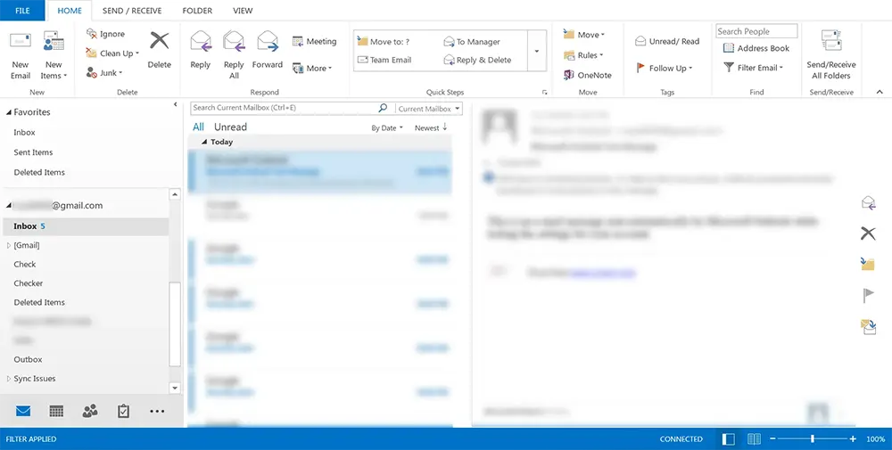 Finding Gmail in Outlook