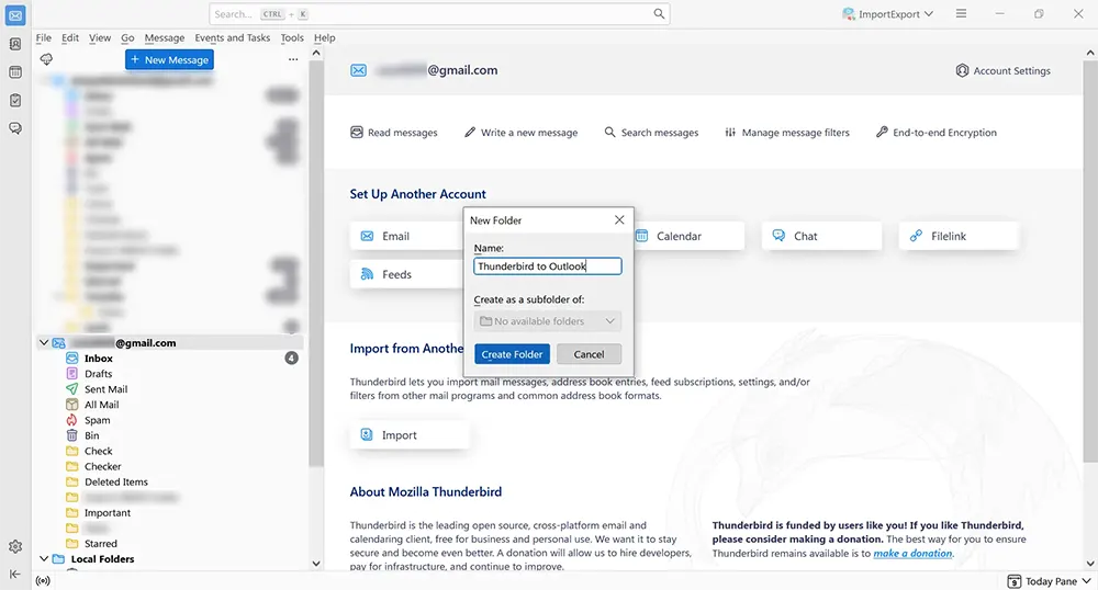 Naming new Gmail folder in Thunderbird